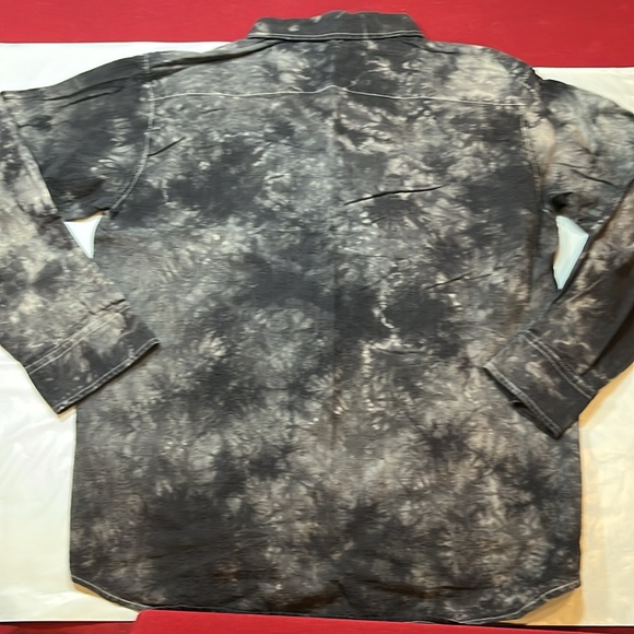 Eighty Eight Apparel black gray CROSS GOTH button up Shirt Men Bleach Dye Y2k XL - Picture 11 of 13